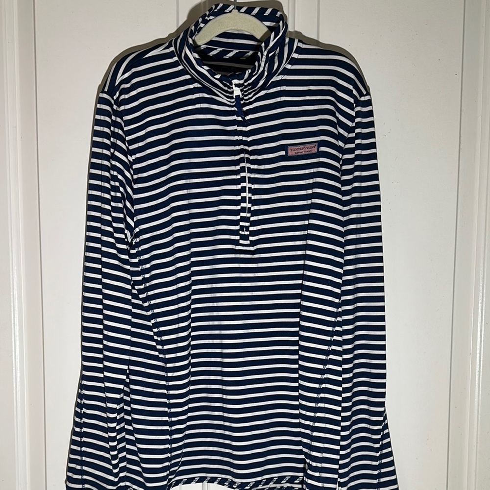 Vineyard Vines Navy and White Striped Pullover